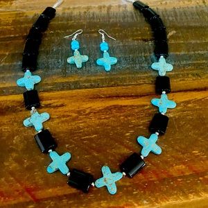 Southwestern Turquoise &Black Necklace